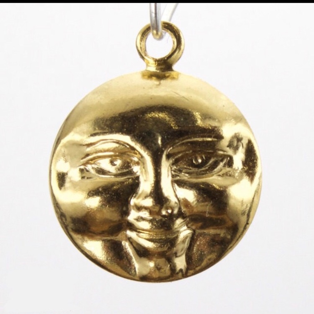 Carved Moon Face Pendant Charm